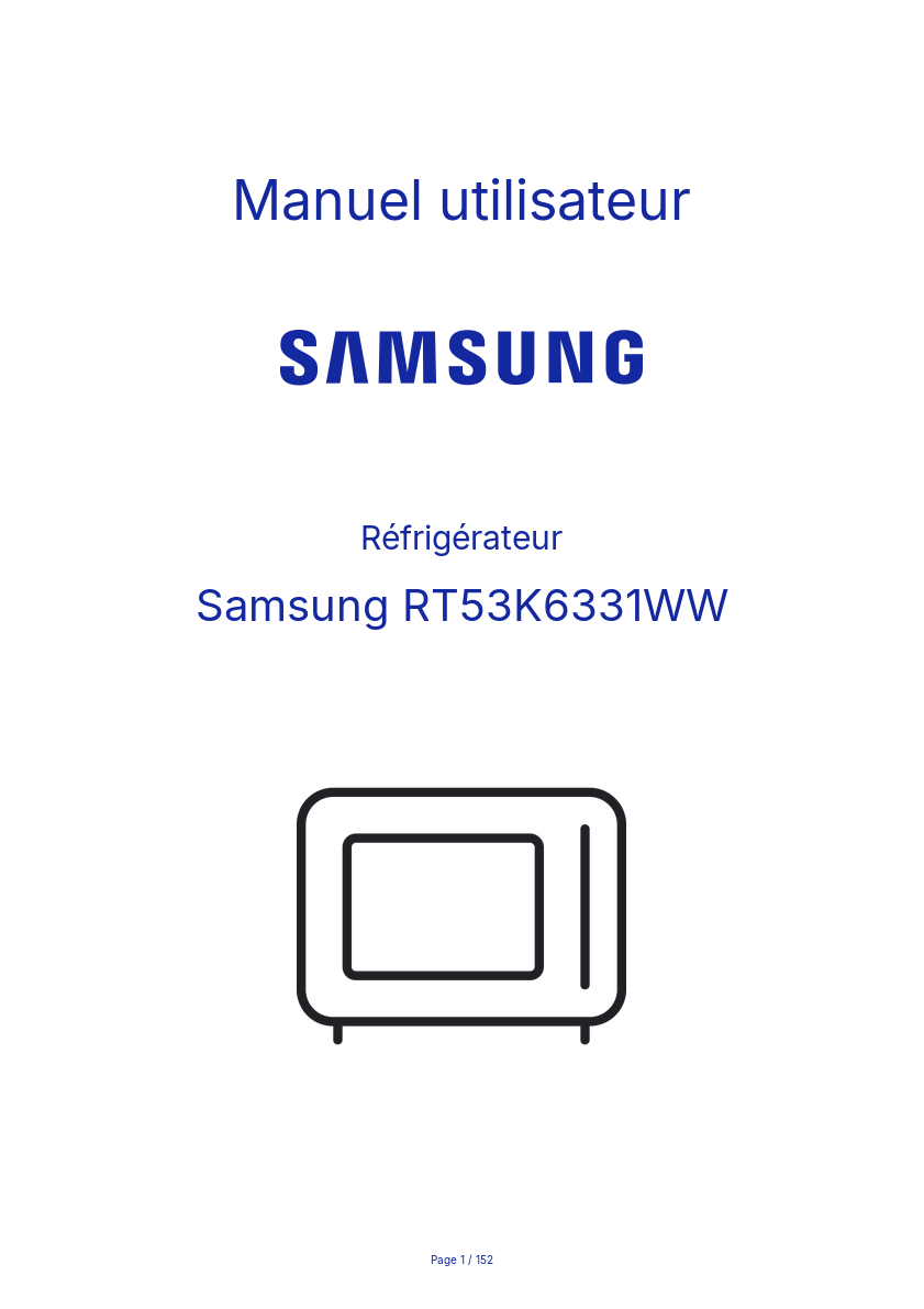 Page n°1 - Manuel utilisateur Samsung RT53K6331WW