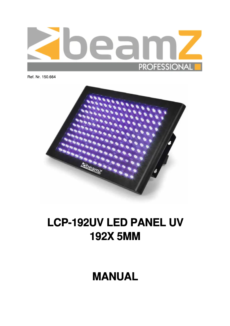 Página 1 del manual Manual de usuario BeamZ LCP192UV 150.664