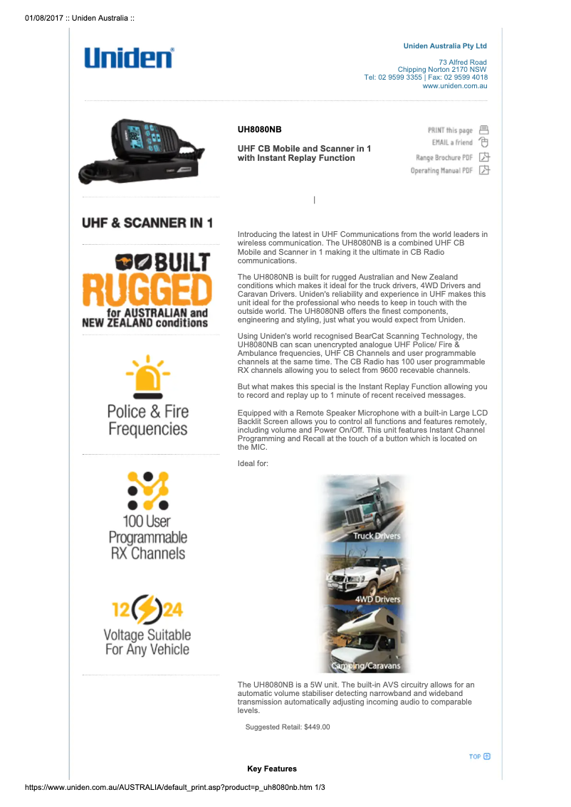 Image de la première page du manuel de l'appareil UH8080NB