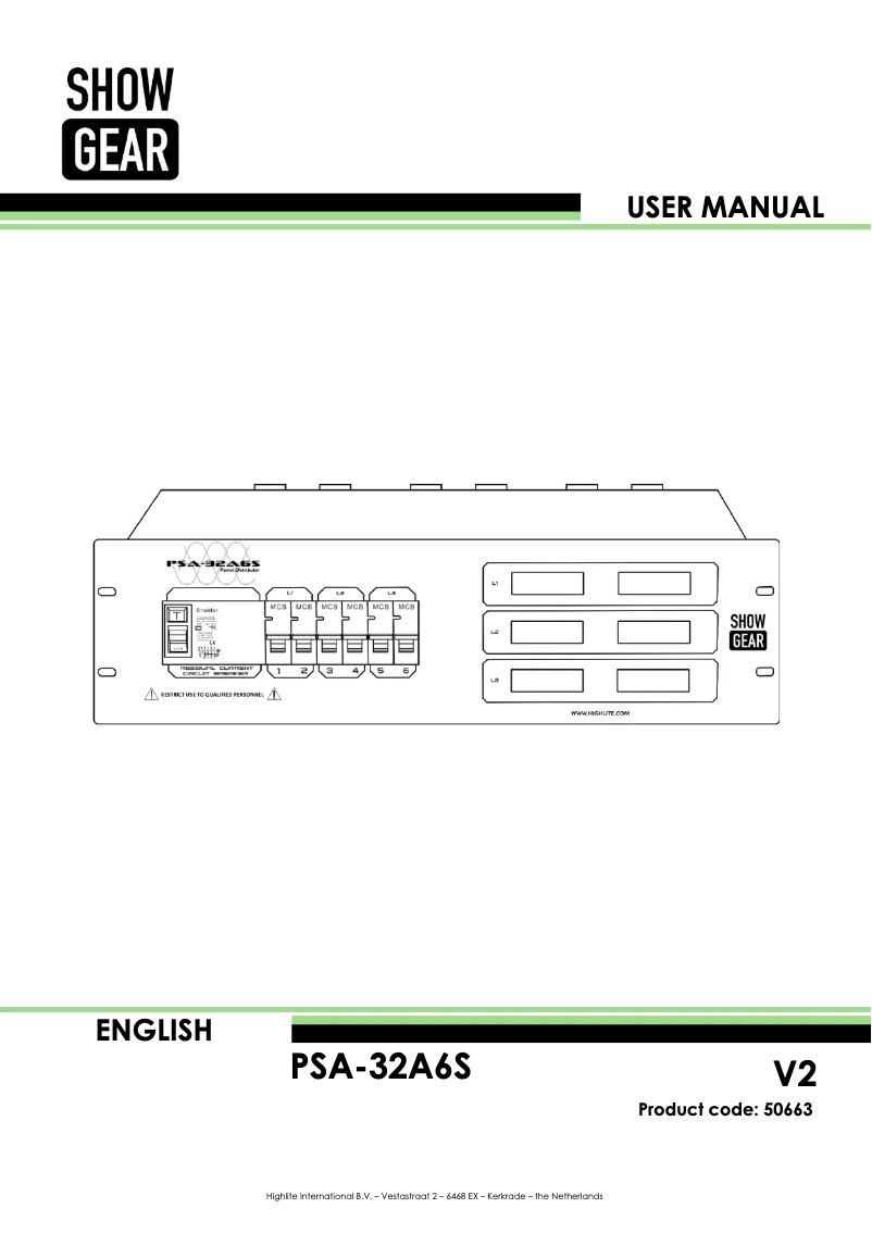 Page 1 de la notice Manuel utilisateur Showtec PSA-32A6S