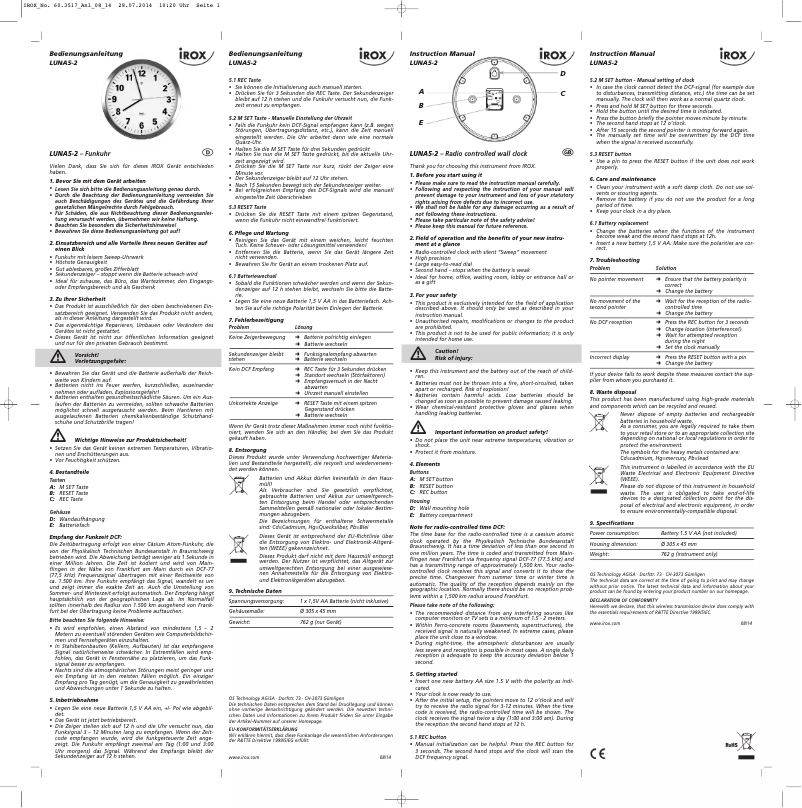 Page 1 de la notice Manuel utilisateur Irox Luna 5-2