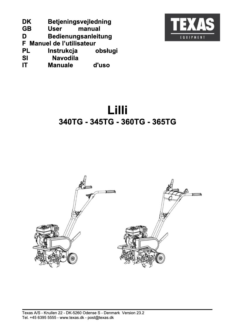 Page n°1 - Manuel utilisateur Texas Lilli 360TG