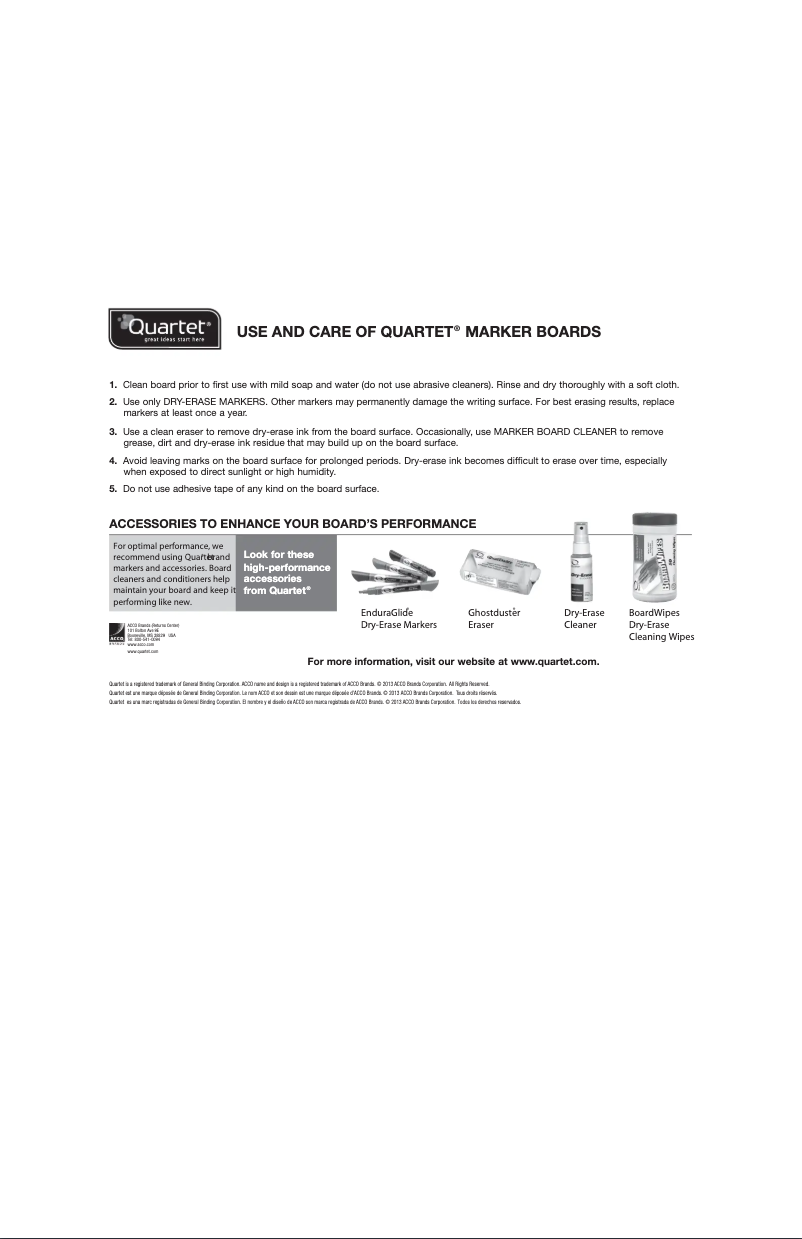 Page 1 de la notice Manuel utilisateur Quartet Futura Easel 51900