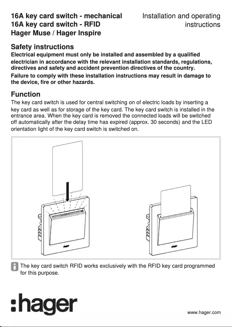 Page 1 de la notice Manuel utilisateur Hager WGCXHKTMNB