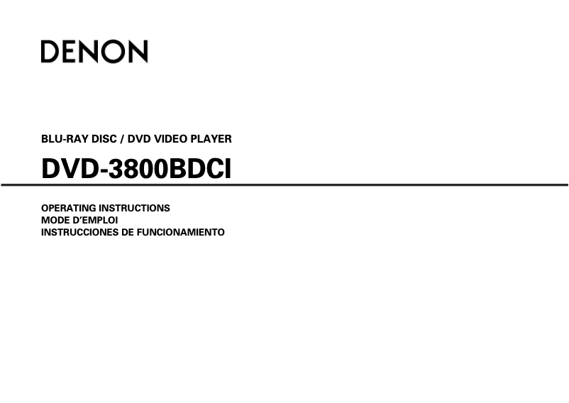 Page n°1 - Manuel utilisateur Denon DVD-3800BDCI
