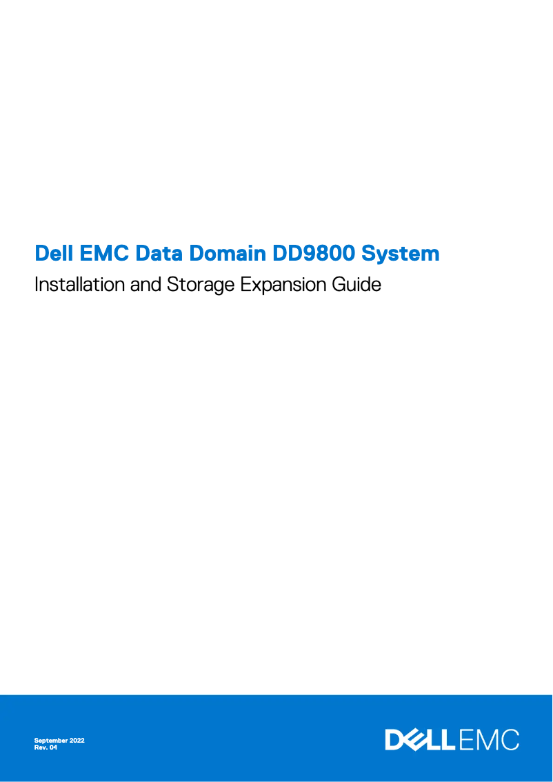 Image de la première page du manuel de l'appareil Data Domain DD9800
