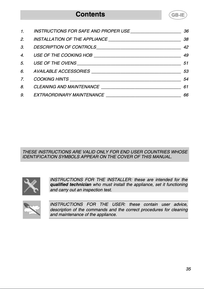 Page 1 de la notice Manuel utilisateur Smeg A2C-6