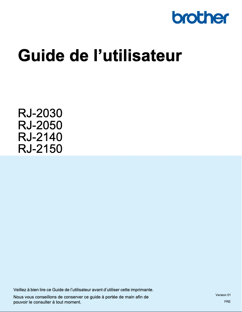 Image de la première page du manuel de l'appareil RJ-2030