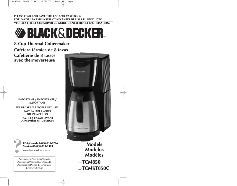 Page 1 de la notice Manuel utilisateur Black & Decker TCMKT850C