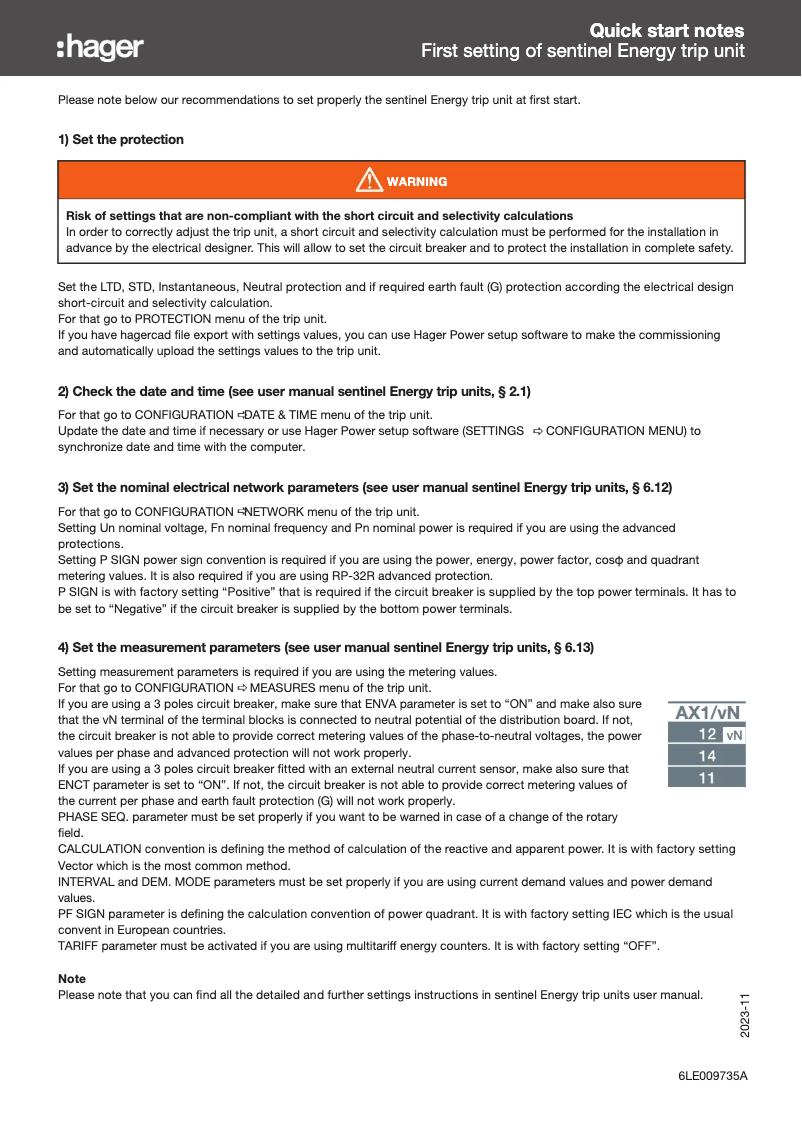 Page 1 de la notice Guide de démarrage rapide Hager HW1M416FE