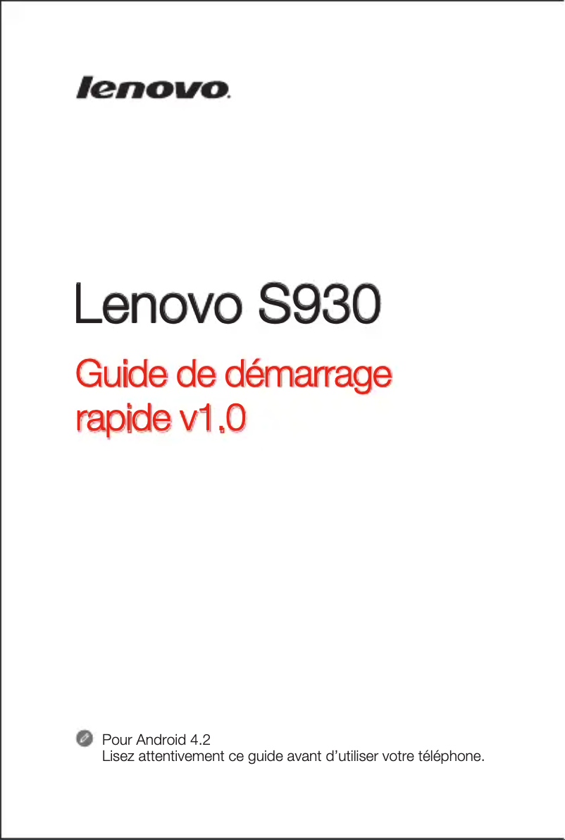Page 1 de la notice Manuel utilisateur Lenovo S930