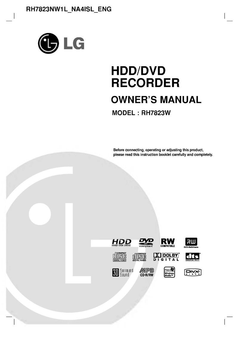 Image de la première page du manuel de l'appareil RH7823NW