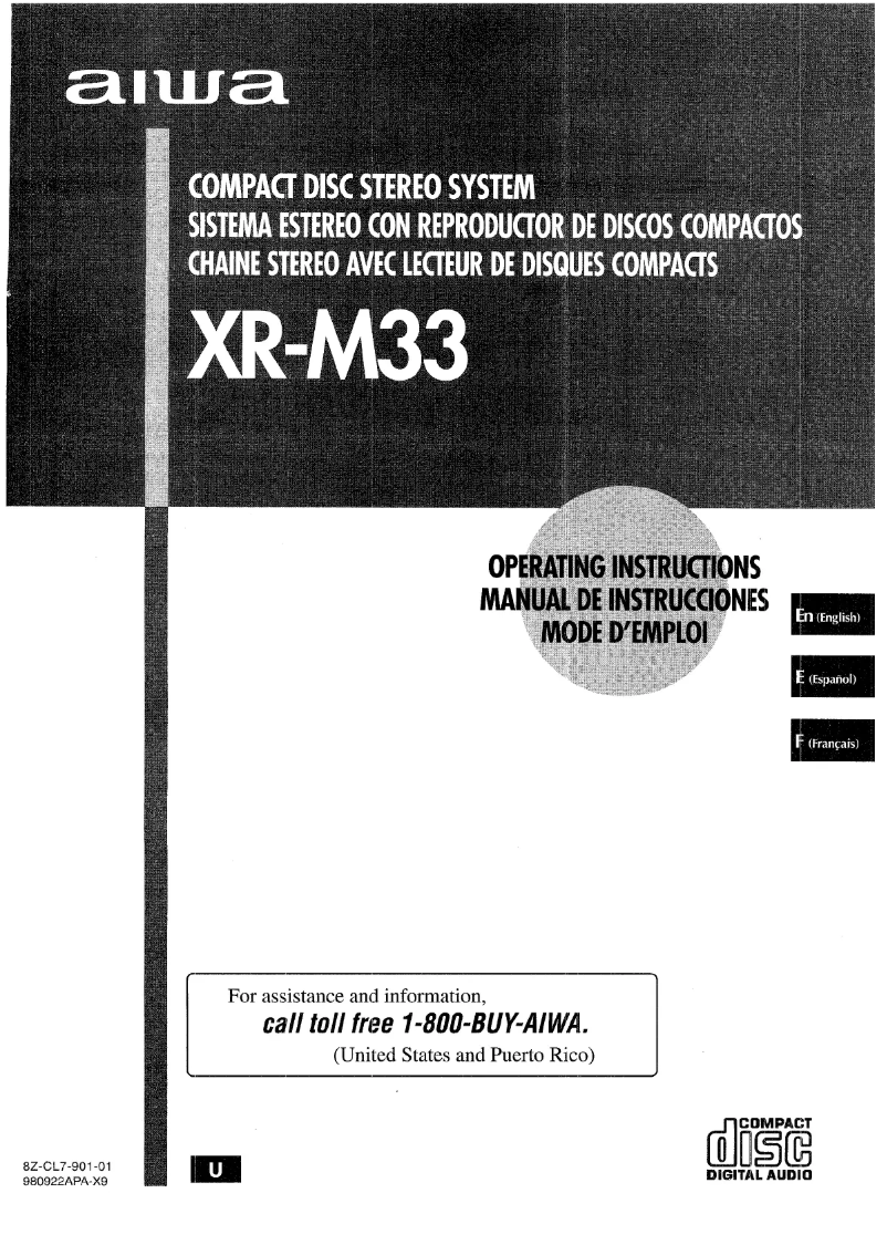 Page n°1 - Manuel utilisateur Aiwa XR-M33