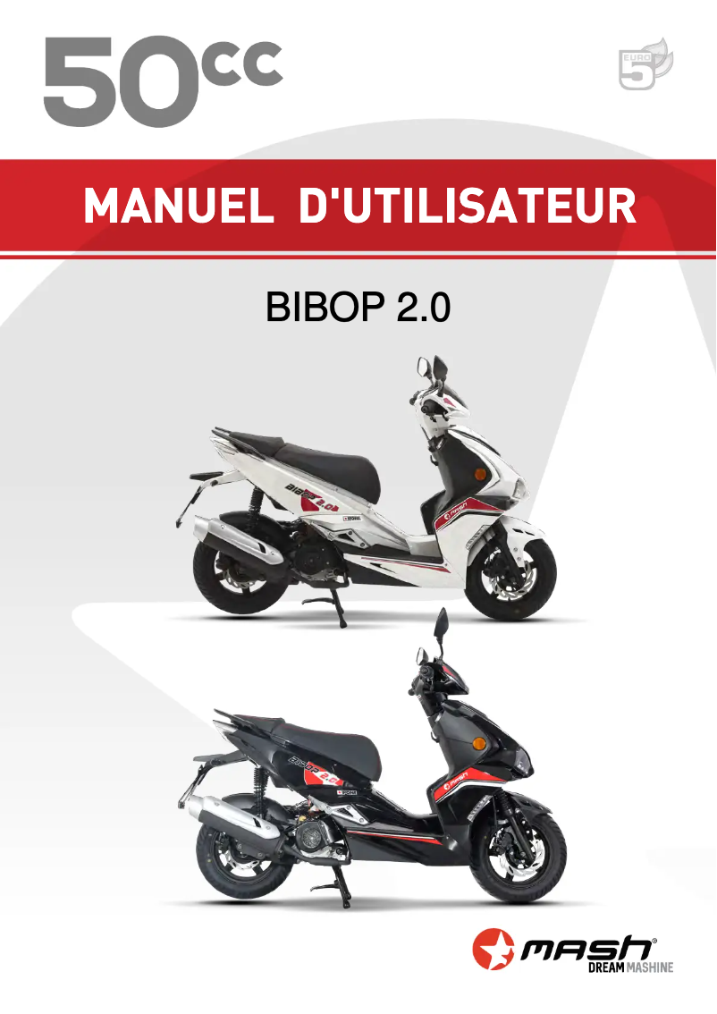 Page 1 de la notice Manuel utilisateur Mash Bibop 50cc (2021)