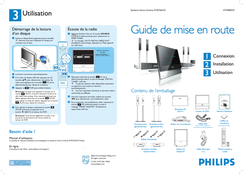 Page 1 of the manual Quick Start Guide Philips Cineos HTS9800W