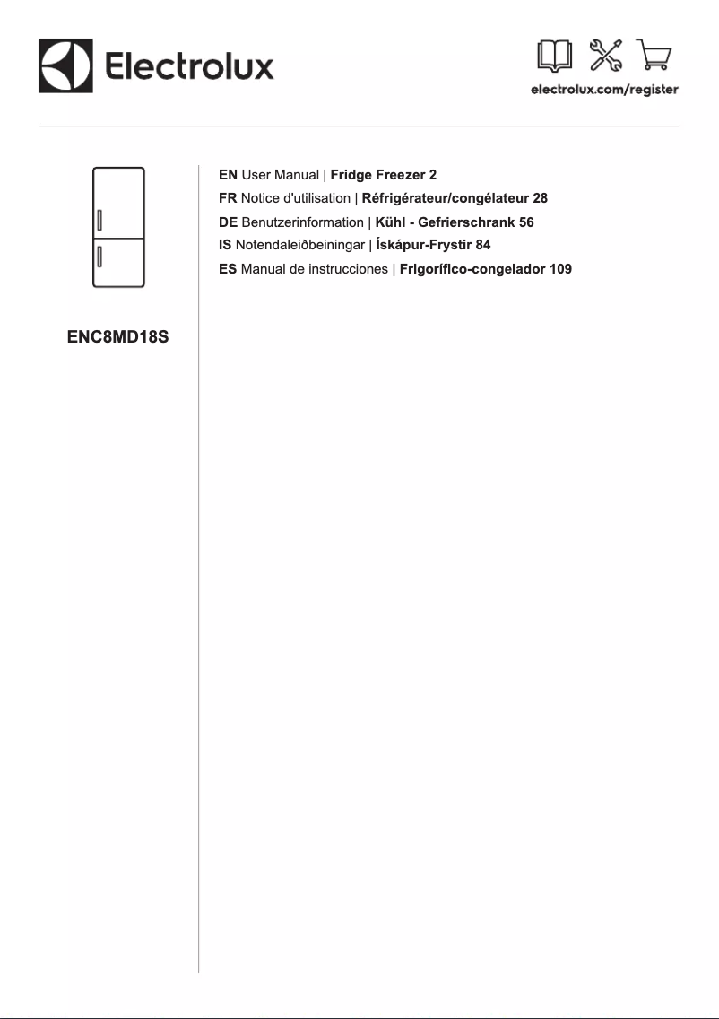 Page 1 de la notice Manuel utilisateur Electrolux ENC8MD18S