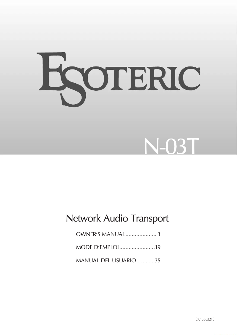 Page n°1 - Manuel utilisateur Esoteric N-03T