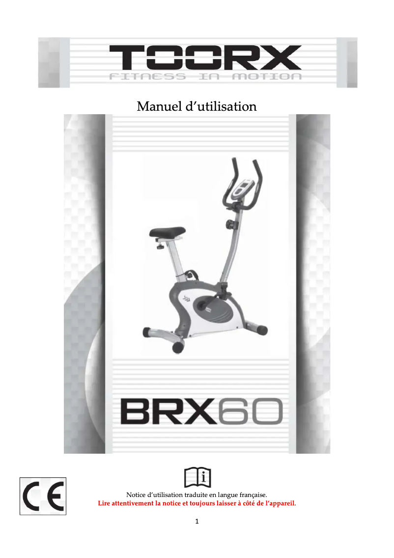 Page 1 de la notice Manuel utilisateur Toorx BRX-60