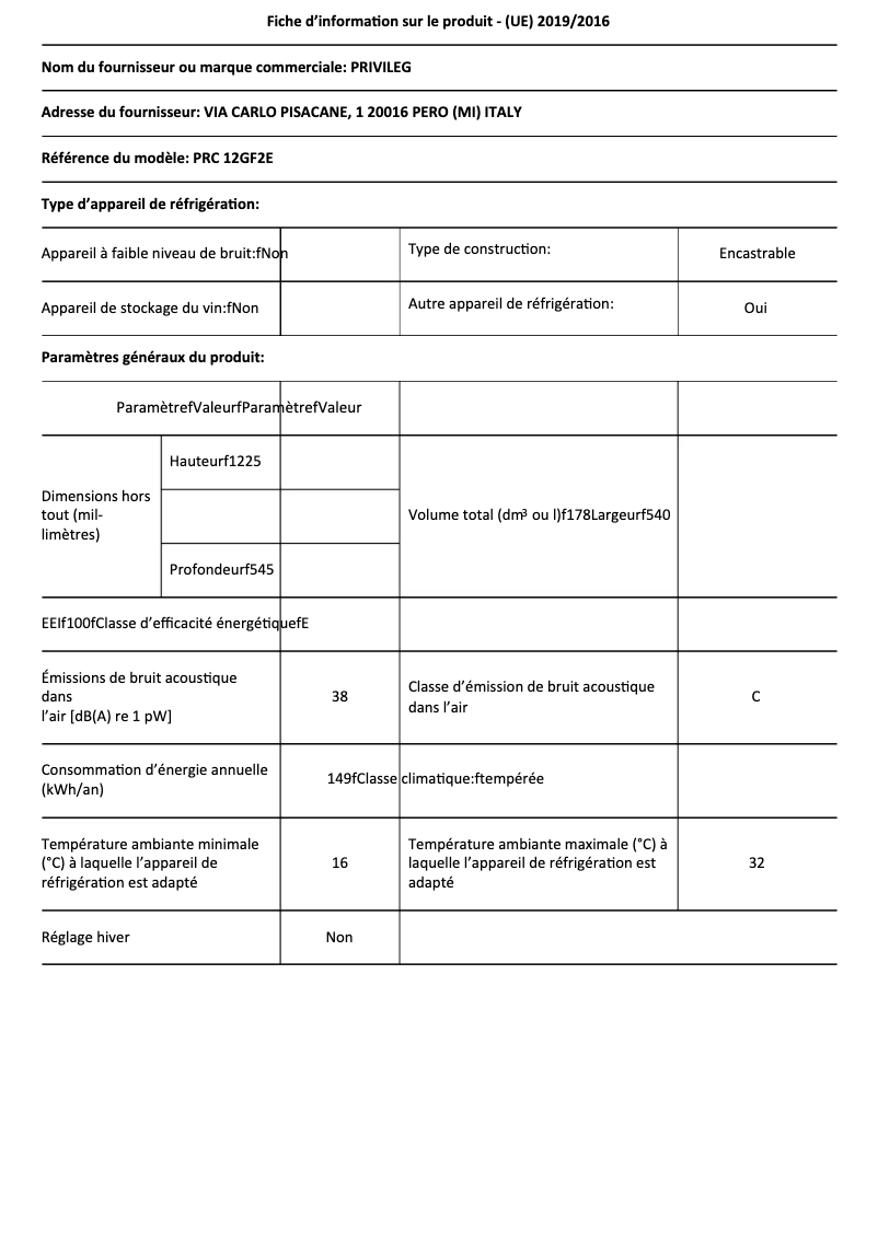 Image de la première page du manuel de l'appareil PRC 12GF2E