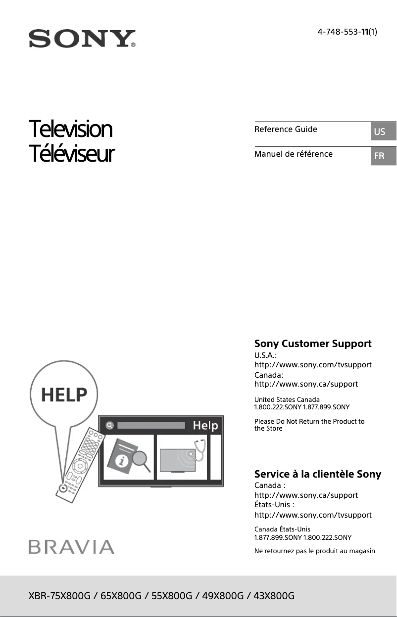 Page 1 de la notice Manuel utilisateur Sony Bravia XBR-65X800G