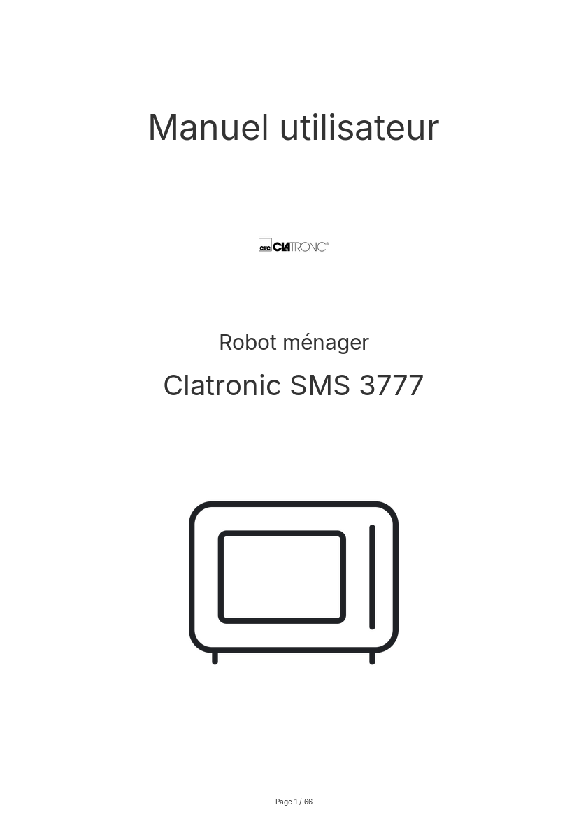 Page n°1 - Manuel utilisateur Clatronic SMS 3777