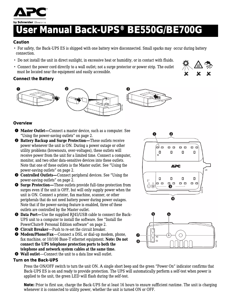 Image de la première page du manuel de l'appareil APBE550G-UK