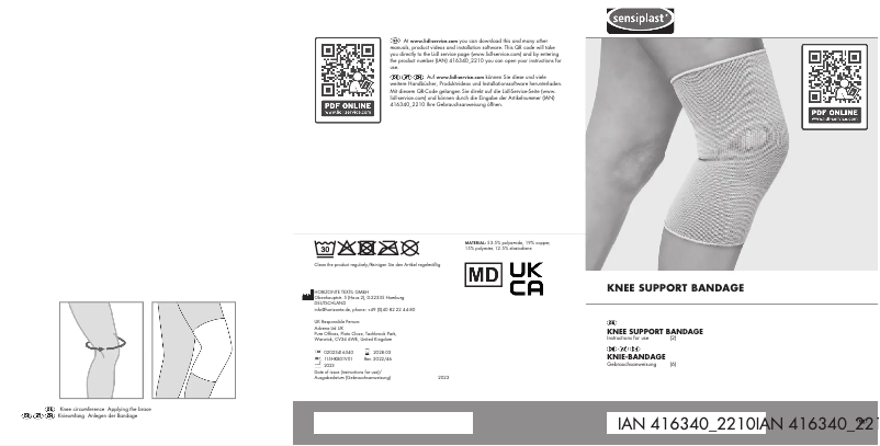 Page n°1 - Manuel utilisateur Sensiplast IAN 416340