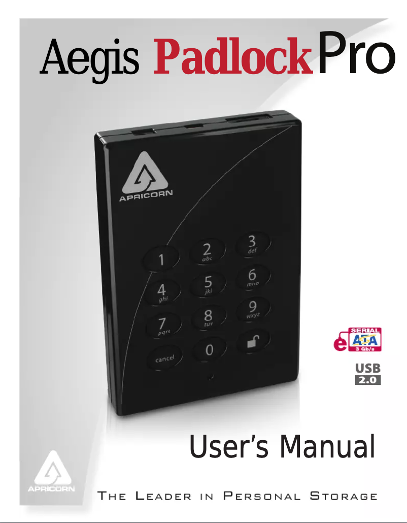 Image de la première page du manuel de l'appareil Aegis Padlock Pro