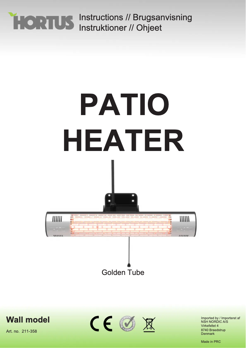 Page n°1 - Manuel utilisateur Hortus Golden Tube 211-358