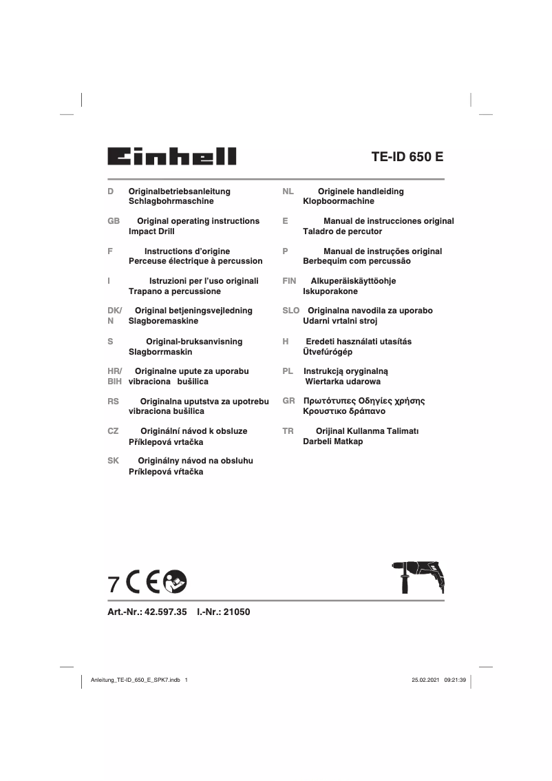 Página 1 del manual Manual de usuario Einhell TE-ID 650 E