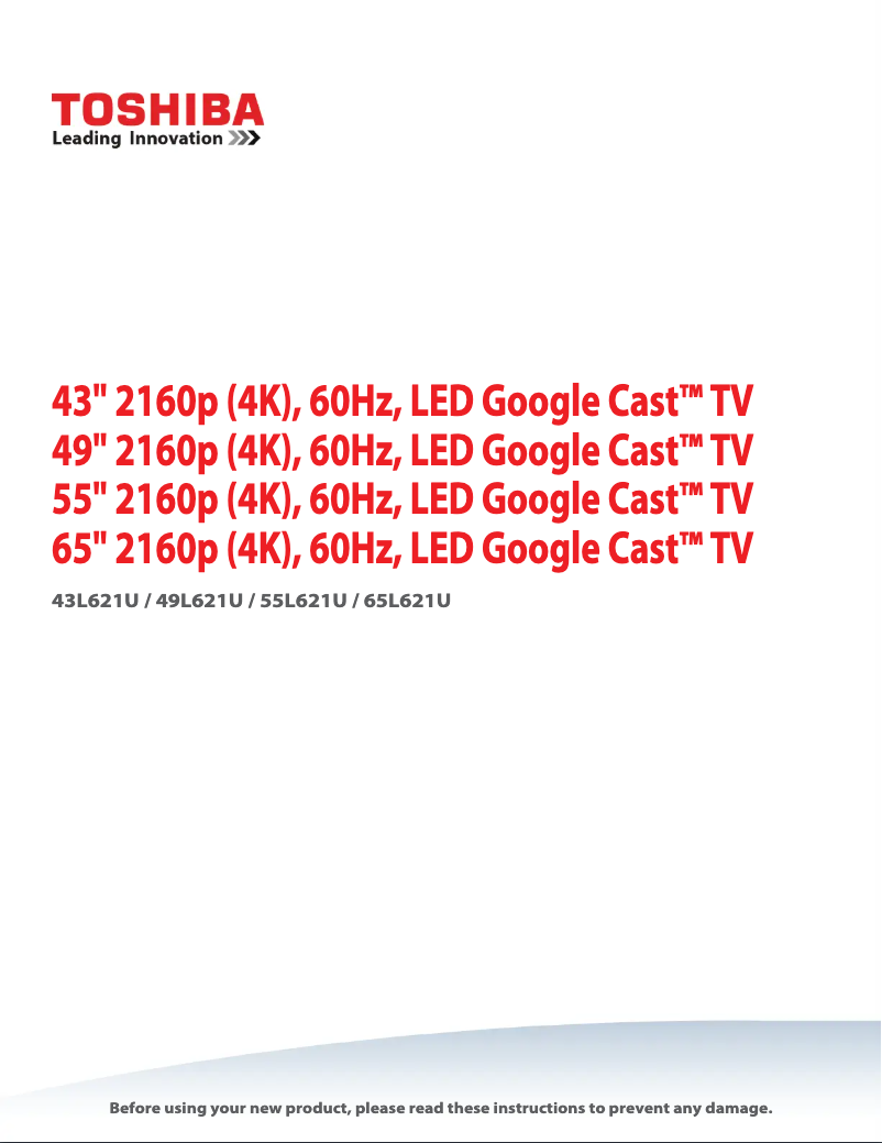 Page 1 de la notice Manuel utilisateur Toshiba 49L621U