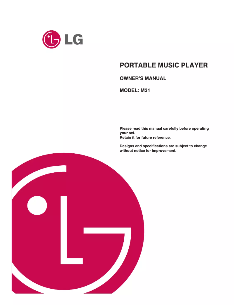 Page n°1 - Manuel utilisateur LG M31REE1G