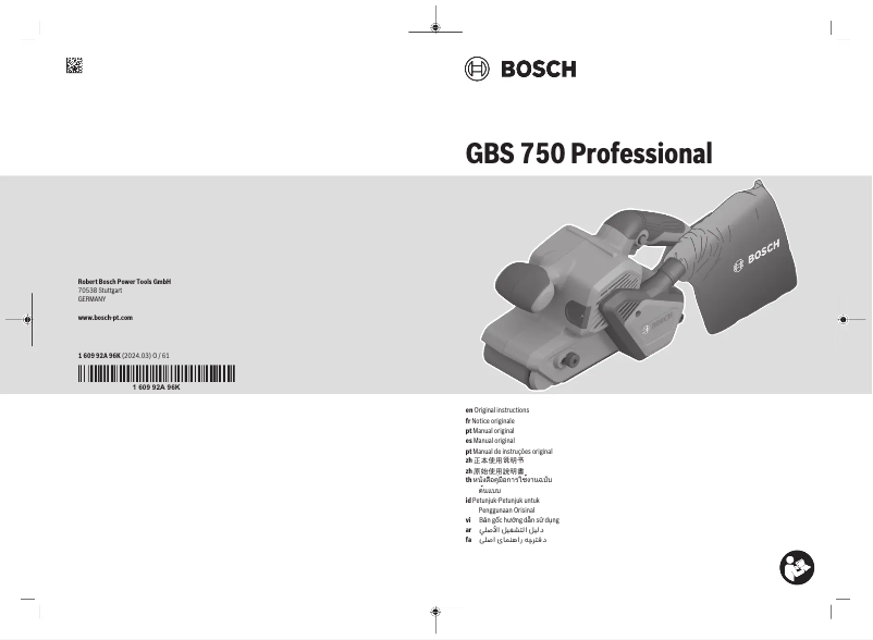 Page 1 de la notice Manuel utilisateur Bosch GBS 750 Professional