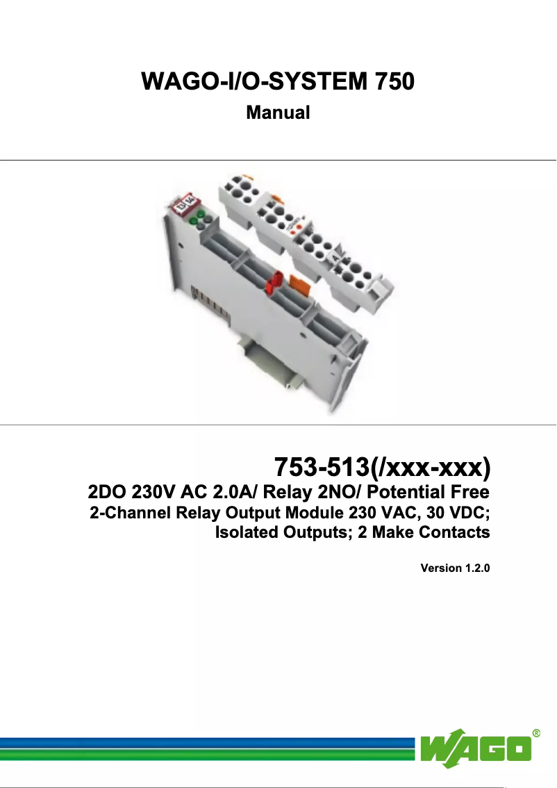 Page 1 de la notice Manuel utilisateur Wago 753-513