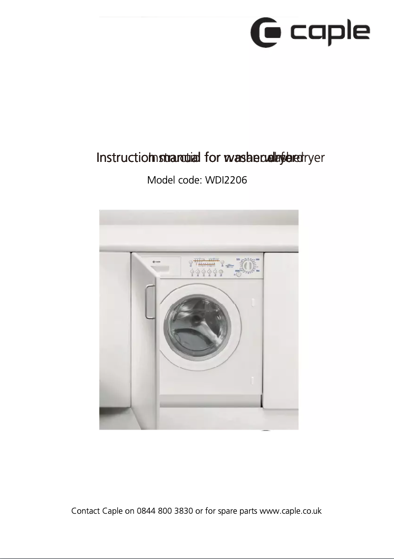 Page n°1 - Manuel utilisateur Caple WDi2206