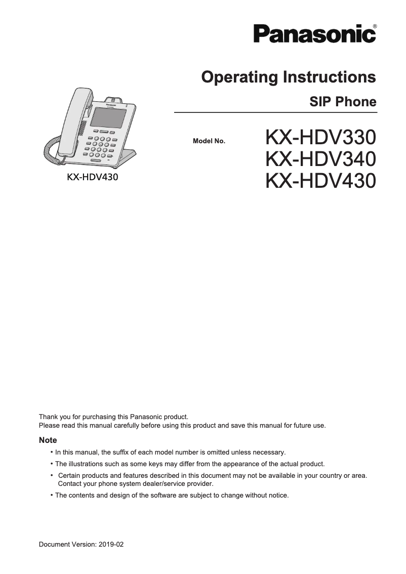 Página 1 del manual Manual de usuario Panasonic KX-HDV330NEB