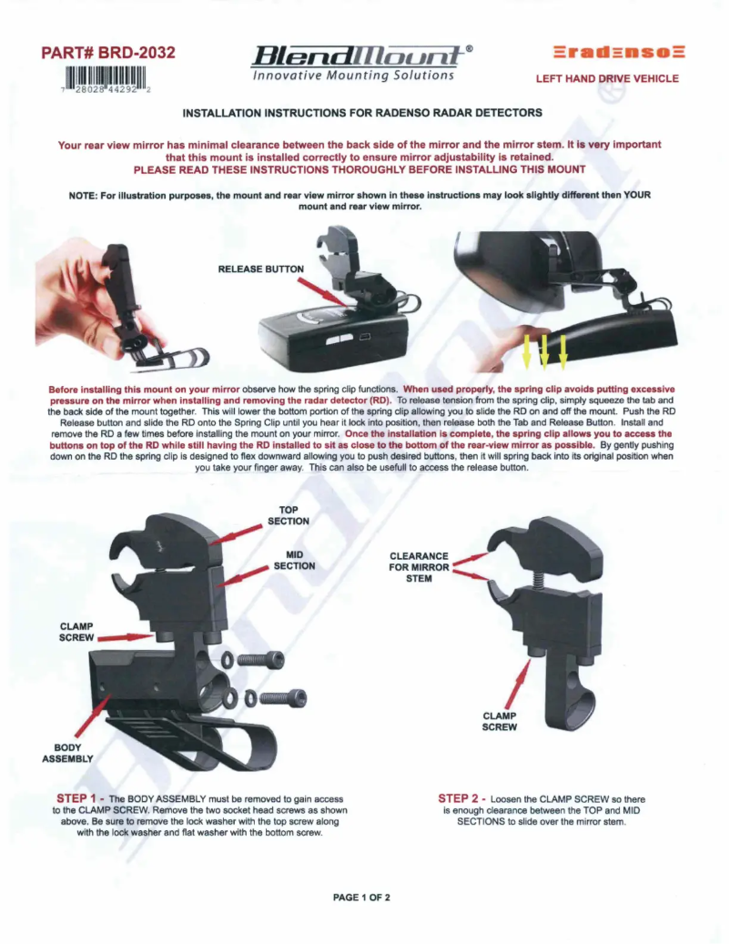 Image de la première page du manuel de l'appareil BRD-2032