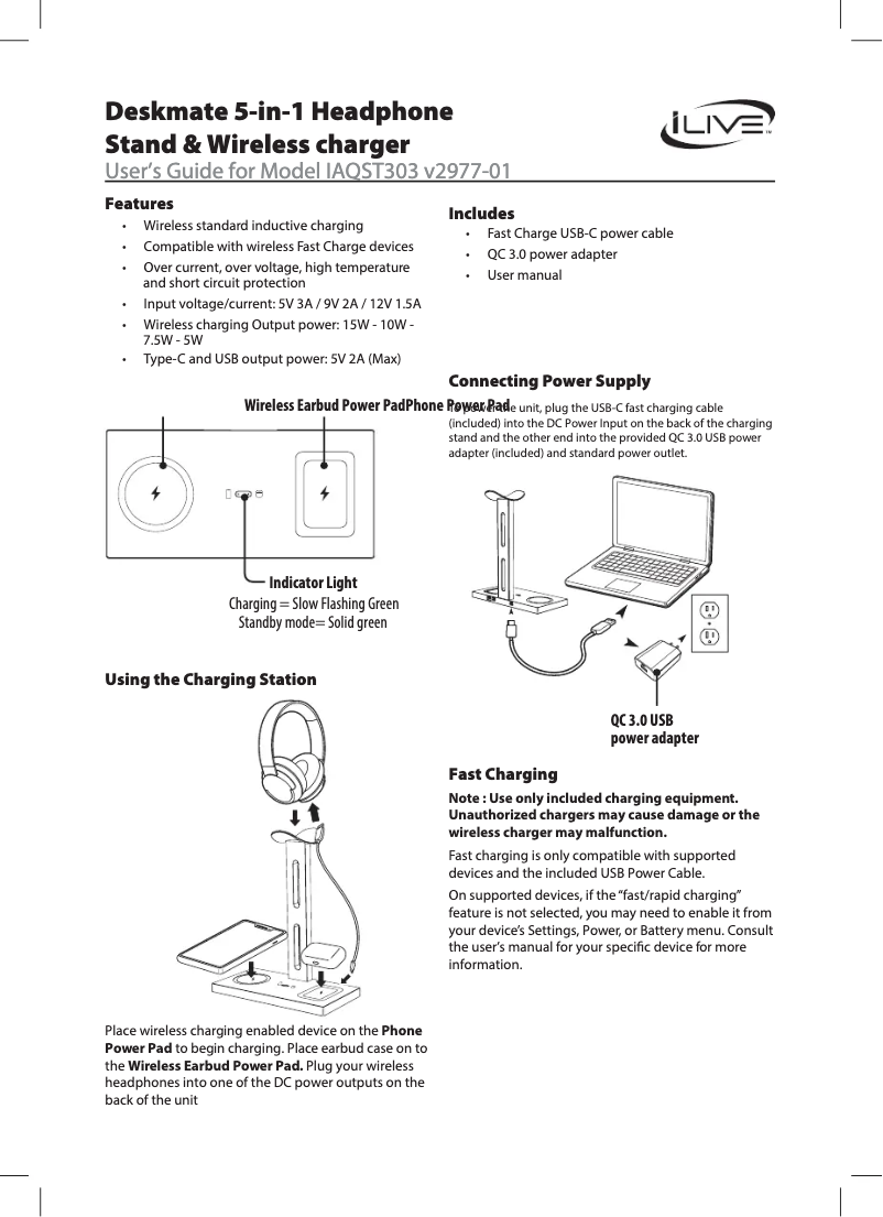 Página 1 del manual Manual de usuario iLive IAQST303