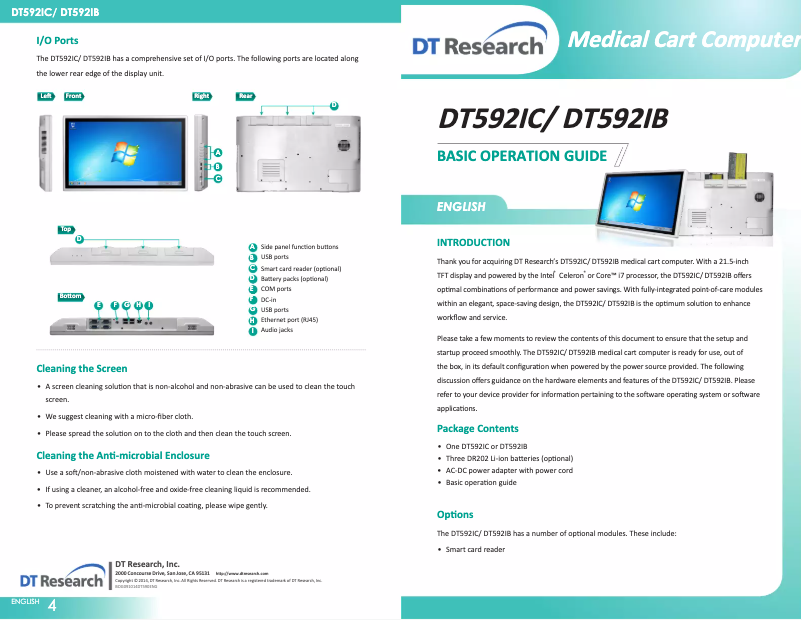 Page n°1 - Manuel utilisateur DT Research DT592IB