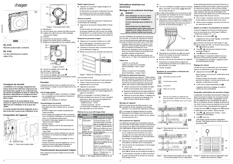 Page 1 de la notice Instructions / montage Hager REU510X