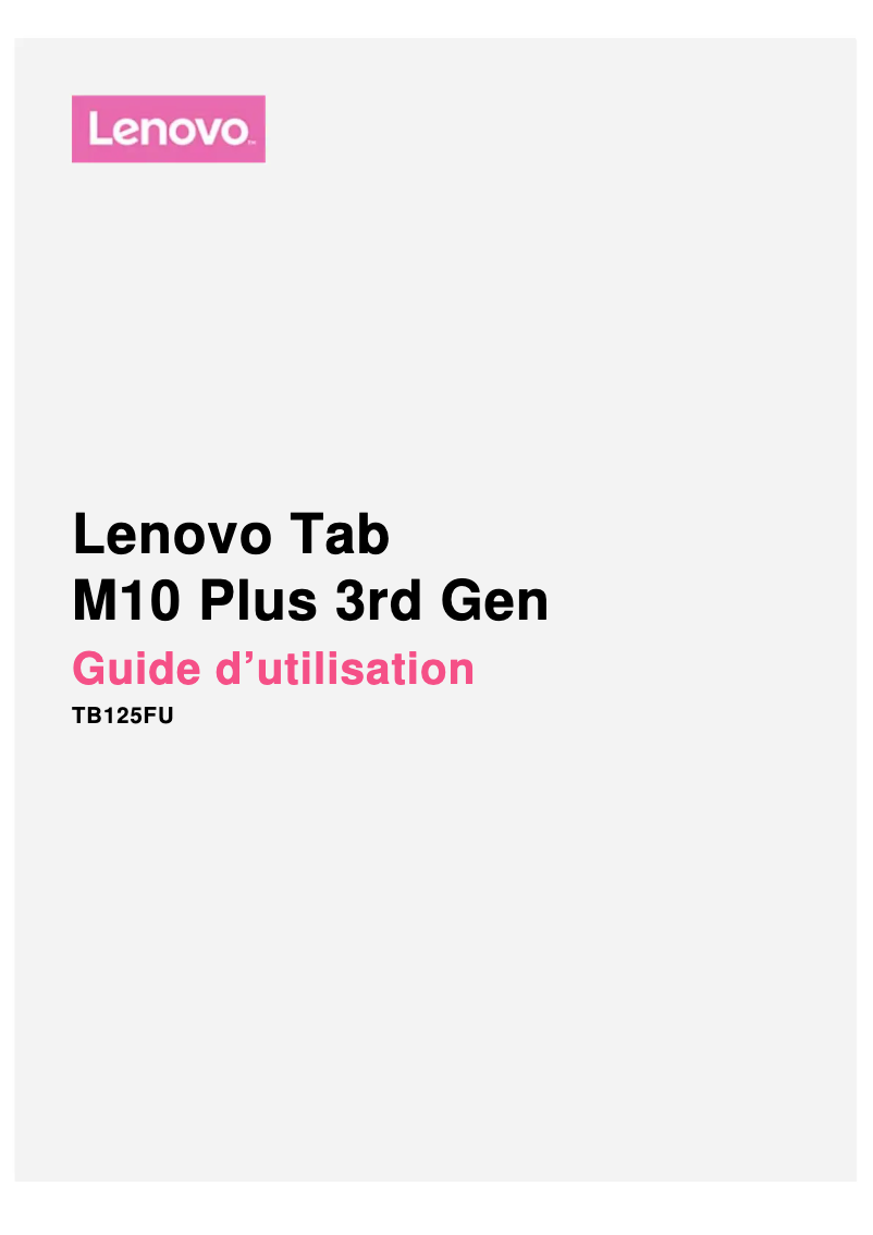 Page n°1 - Manuel utilisateur Lenovo M10 Plus