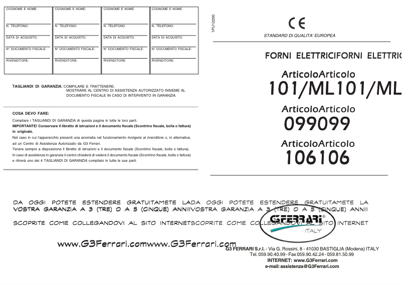 Page n°1 - Manuel utilisateur Optima Napoli