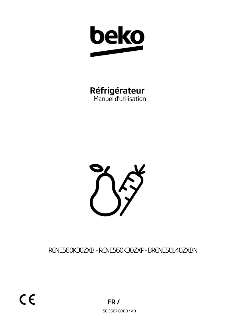 Page 1 de la notice Manuel utilisateur Beko BRCNE50140ZXBN
