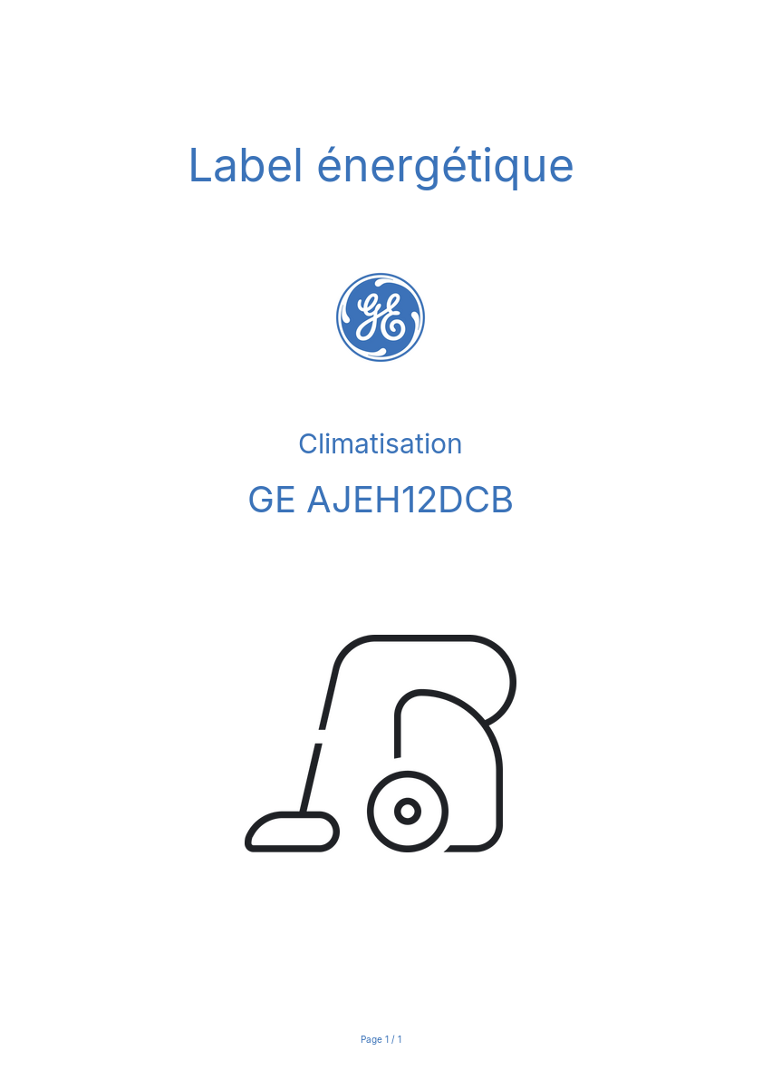 Page n°1 - Label énergétique GE AJEH12DCB