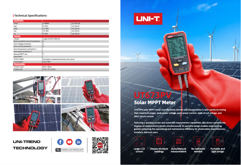Page n°1 - Fiche technique Uni-T UT673PV