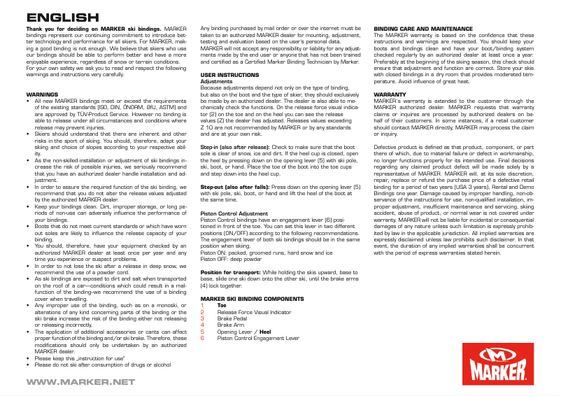 Page 1 de la notice Manuel utilisateur Marker Jester 16