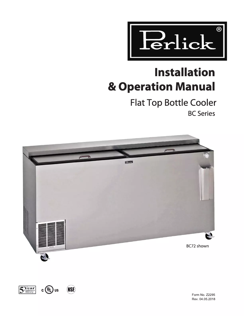 Page n°1 - Manuel utilisateur Perlick BC72