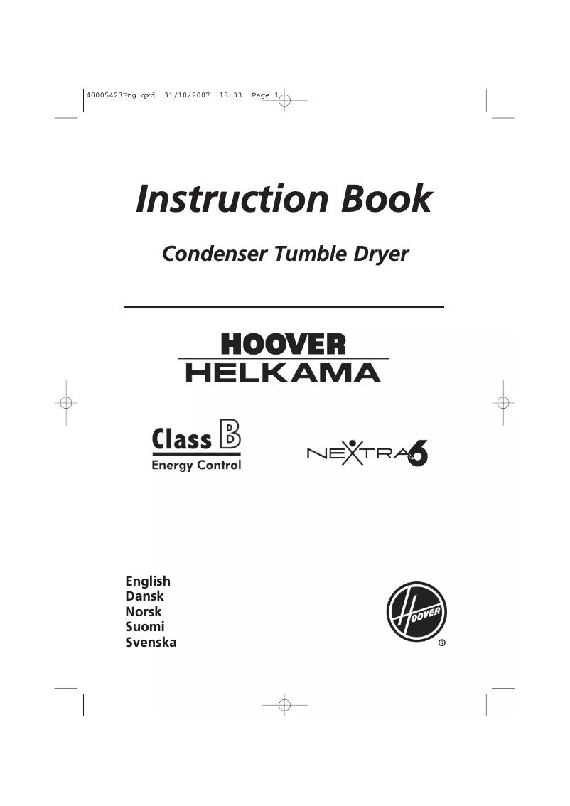 Page 1 de la notice Manuel utilisateur Hoover-Helkama HH KR 360N-S