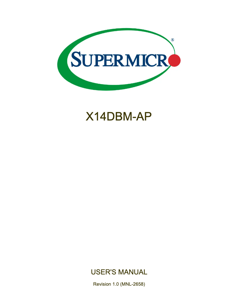 Page 1 de la notice Manuel utilisateur Supermicro X14DBM-AP