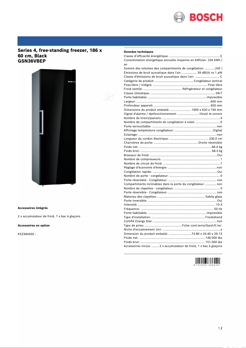 Página 1 del manual Ficha técnica Bosch GSN36VBEP